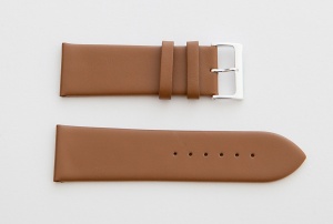 Leather Watch Strap, Brown, Silver Buckle, 26mm
