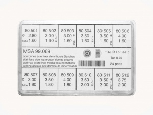 Waterproof Domed Crowns  Tap 0.70, Stainless Steel, Assortment of 24 High and Low Dome (99.069)